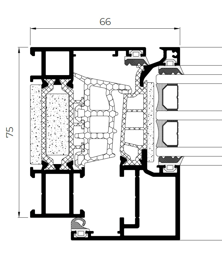 COR 75 Performance semi-visible sash detail