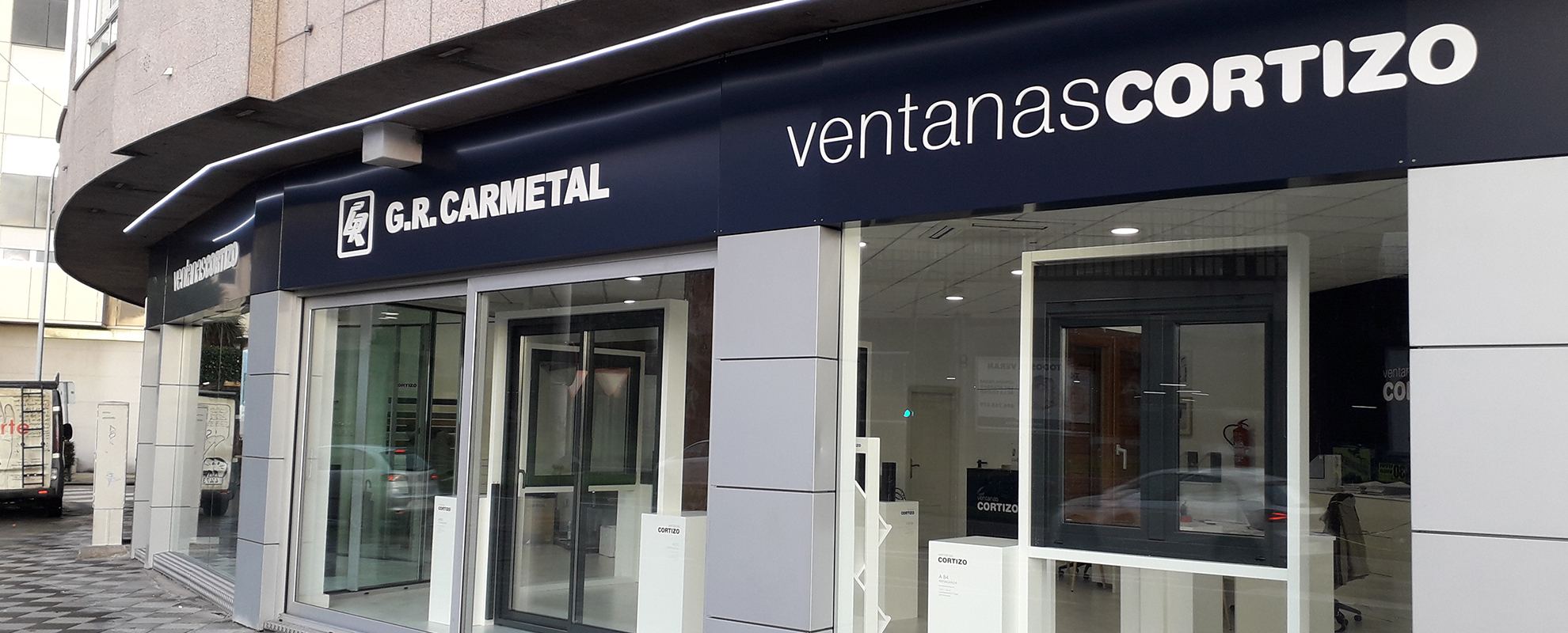 Cortizo Windows display at Carmetal - aluminium and PVC windows Cortizo